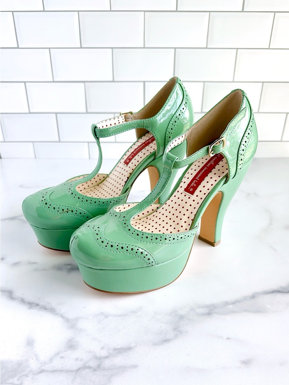 B.A.I.T. Seafoam Green T-Strap Platform Heels